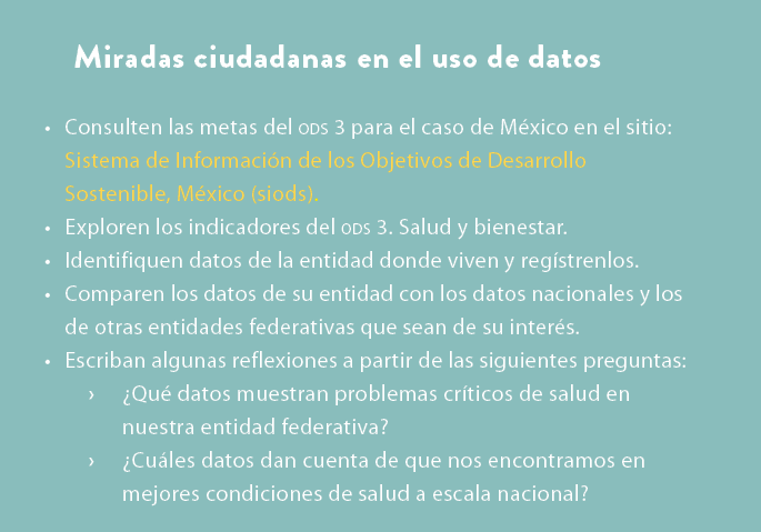 Miradas ciudadanas en el uso de datos • Consulten las metas del ods 3 para el caso de M xico en el sitio: ﻿﻿﻿Sistema ...