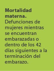 Mortalidad materna. Defunciones de mujeres mientras se encuentran embarazadas o dentro de los 42 d as siguientes a la...