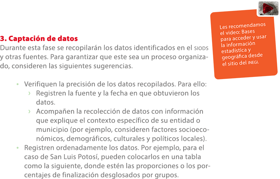 3. Captaci n de datos Durante esta fase se recopilar n los datos identificados en el SIODS y otras fuentes. Para gara...