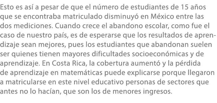 Esto es as a pesar de que el n mero de estudiantes de 15 a os que se encontraba matriculado disminuy  en M xico entr...