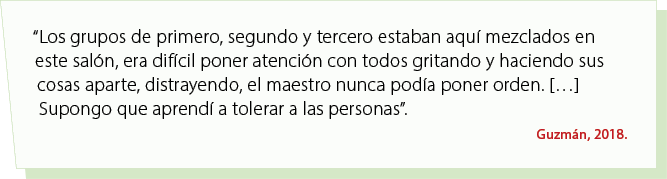 “Los grupos de primero, segundo y tercero estaban aqu mezclados en este sal n, era dif cil poner atenci n con todos ...