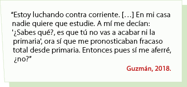 “Estoy luchando contra corriente. […] En mi casa nadie quiere que estudie. A m me dec an: '¿Sabes qu ?, es que t  no...