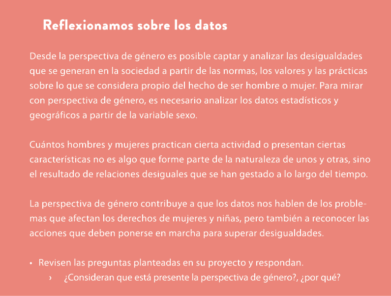 Reflexionamos sobre los datos Desde la perspectiva de g nero es posible captar y analizar las desigualdades que se ge...