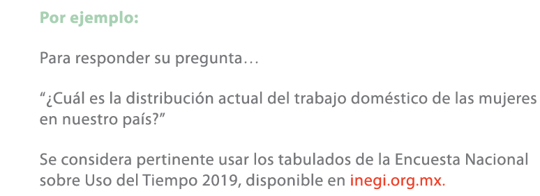 Por ejemplo: Para responder su pregunta… “¿Cu l es la distribuci n actual del trabajo dom stico de las mujeres en nue...