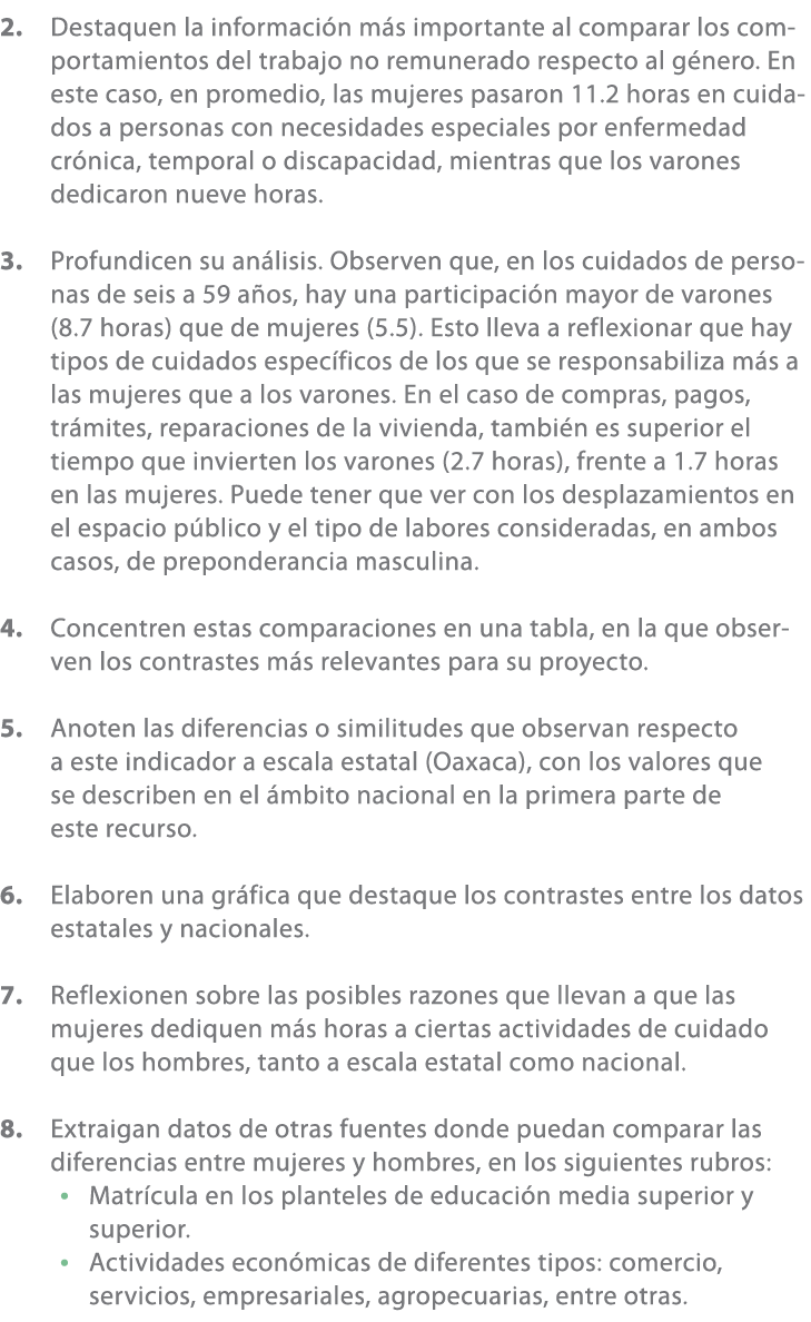 2. Destaquen la informaci n m s importante al comparar los comportamientos del trabajo no remunerado respecto al g ne...