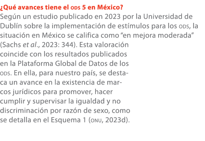 ¿Qu avances tiene el ods 5 en M xico? Seg n un estudio publicado en 2023 por la Universidad de Dubl n sobre la imple...