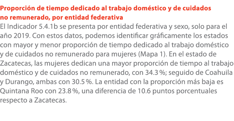 Proporci n de tiempo dedicado al trabajo dom stico y de cuidados no remunerado, por entidad federativa El Indicador 5...