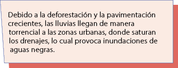 Debido a la deforestaci n y la pavimentaci n crecientes, las lluvias llegan de manera torrencial a las zonas urbanas,...