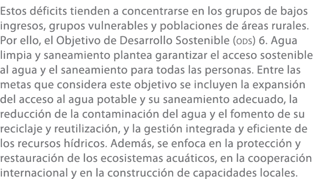 Estos d ficits tienden a concentrarse en los grupos de bajos ingresos, grupos vulnerables y poblaciones de reas rura...