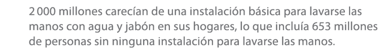 2 000 millones carec an de una instalaci n b sica para lavarse las manos con agua y jab n en sus hogares, lo que incl...