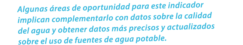 Algunas reas de oportunidad para este indicador implican complementarlo con datos sobre la calidad del agua y obtene...