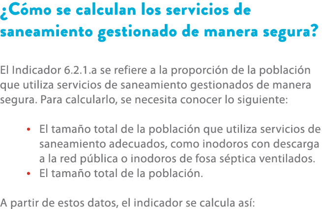 ¿C mo se calculan los servicios de saneamiento gestionado de manera segura? El Indicador 6.2.1.a se refiere a la prop...