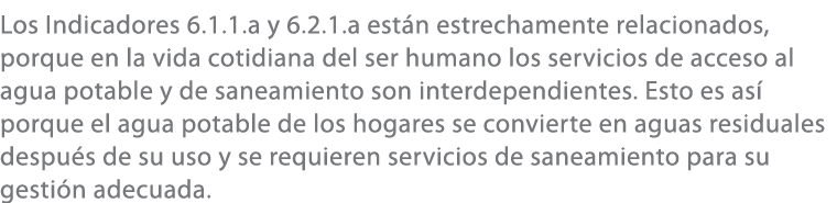 Los Indicadores 6.1.1.a y 6.2.1.a est n estrechamente relacionados, porque en la vida cotidiana del ser humano los se...
