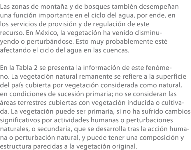 Las zonas de monta a y de bosques tambi n desempe an una funci n importante en el ciclo del agua, por ende, en los se...