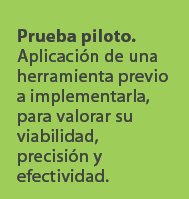 Prueba piloto. Aplicaci n de una herramienta previo a implementarla, para valorar su viabilidad, precisi n y efectivi...