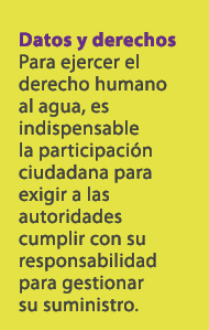 Datos y derechos Para ejercer el derecho humano al agua, es indispensable la participaci n ciudadana para exigir a la...