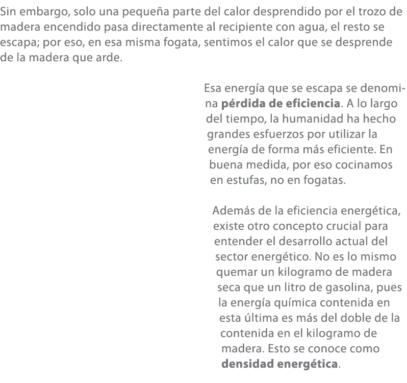 Sin embargo, solo una peque a parte del calor desprendido por el trozo de madera encendido pasa directamente al recip...