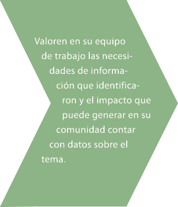 Valoren en su equipo de trabajo las necesidades de informaci n que identificaron y el impacto que puede generar en su...