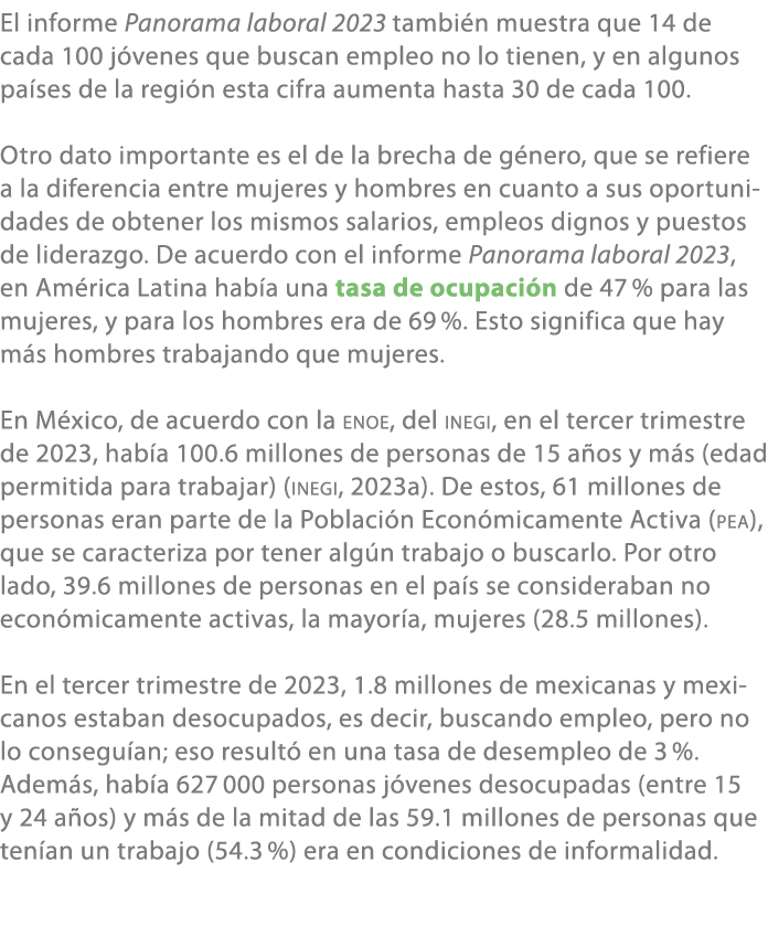 El informe Panorama laboral 2023 tambi n muestra que 14 de cada 100 j venes que buscan empleo no lo tienen, y en algu...