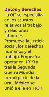 Datos y derechos La oit se especializa en los asuntos relativos al trabajo y relaciones laborales. Promueve la justic...