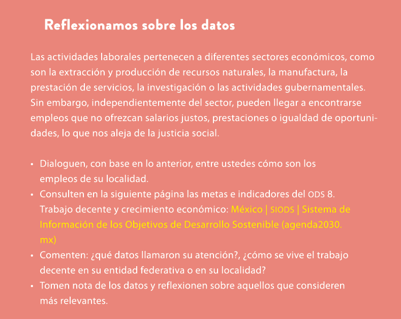 Reflexionamos sobre los datos Las actividades laborales pertenecen a diferentes sectores econ micos, como son la extr...