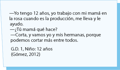 —Yo tengo 12 a os, yo trabajo con mi mam en la rosa cuando es la producci n, me lleva y le ayudo. —¿T  mam  qu  hace...