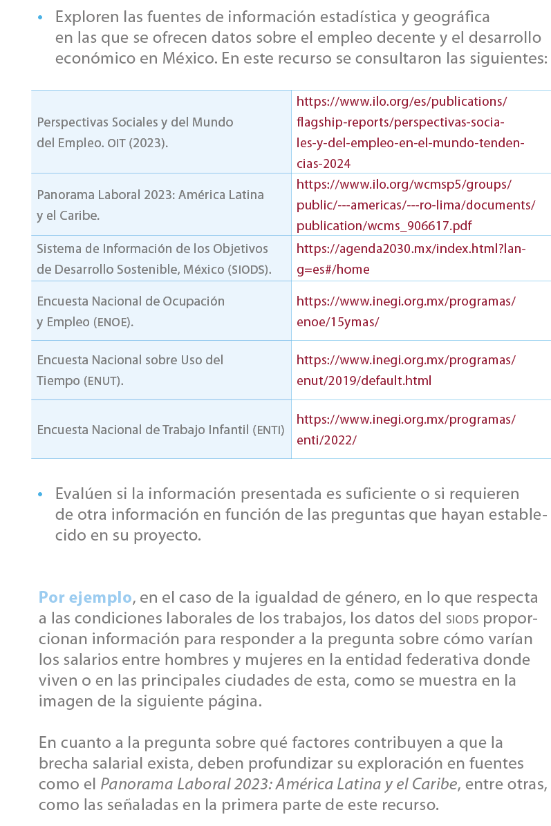 • Exploren las fuentes de informaci n estad stica y geogr fica en las que se ofrecen datos sobre el empleo decente y ...
