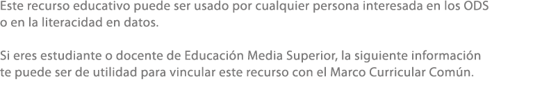 Este recurso educativo puede ser usado por cualquier persona interesada en los ODS o en la literacidad en datos. Si e...