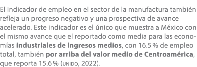 El indicador de empleo en el sector de la manufactura tambi n refleja un progreso negativo y una prospectiva de avanc...