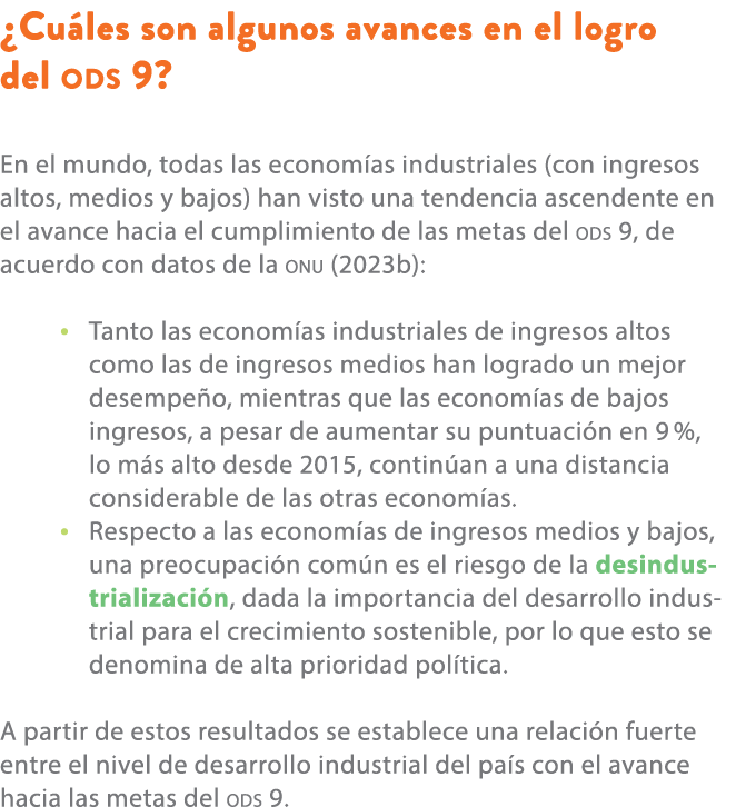 ¿Cu les son algunos avances en el logro del ods 9? En el mundo, todas las econom as industriales (con ingresos altos,...