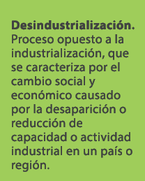 Desindustrializaci n. Proceso opuesto a la industrializaci n, que se caracteriza por el cambio social y econ mico cau...