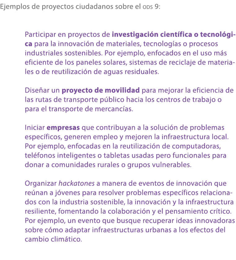 Ejemplos de proyectos ciudadanos sobre el ods 9: Participar en proyectos de investigaci n cient fica o tecnol gica pa...