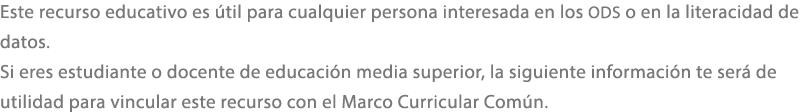 Este recurso educativo es til para cualquier persona interesada en los ods o en la literacidad de datos. Si eres est...