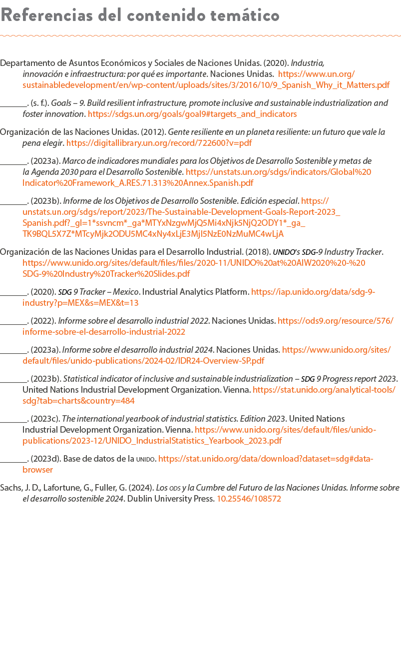 Referencias del contenido tem tico Departamento de Asuntos Econ micos y Sociales de Naciones Unidas. (2020). Industri...